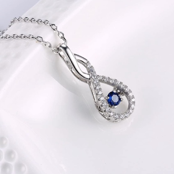 Genuine Sapphire Infinity Sparkling Necklace - Picture 2 of 5